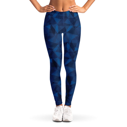 Blue Polygonal Geometric Print Women's Leggings
