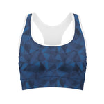 Blue Polygonal Geometric Print Women's Sports Bra