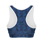 Blue Polygonal Geometric Print Women's Sports Bra