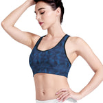 Blue Polygonal Geometric Print Women's Sports Bra
