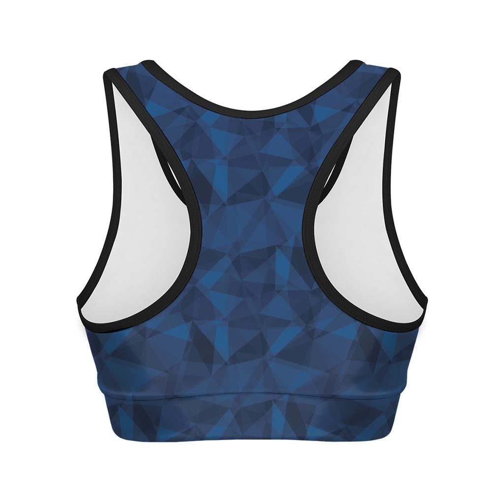 Blue Polygonal Geometric Print Women's Sports Bra