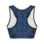 Blue Polygonal Geometric Print Women's Sports Bra