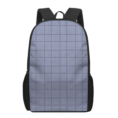 Blue Prince of Wales Check Print 17 Inch Backpack