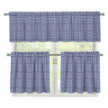Blue Prince of Wales Check Print 3 Piece Kitchen Curtains