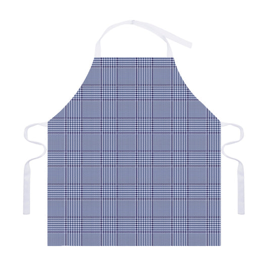 Blue Prince of Wales Check Print Adjustable Apron