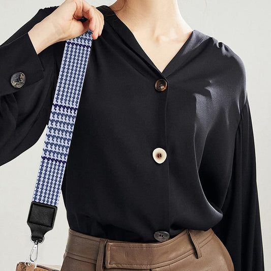 Blue Prince of Wales Check Print Bag Strap