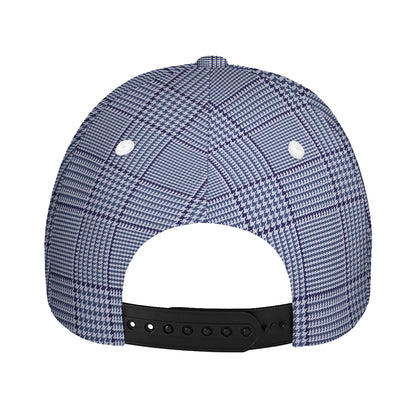 Blue Prince of Wales Check Print Baseball Cap