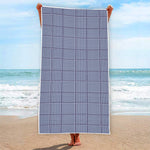 Blue Prince of Wales Check Print Beach Towel