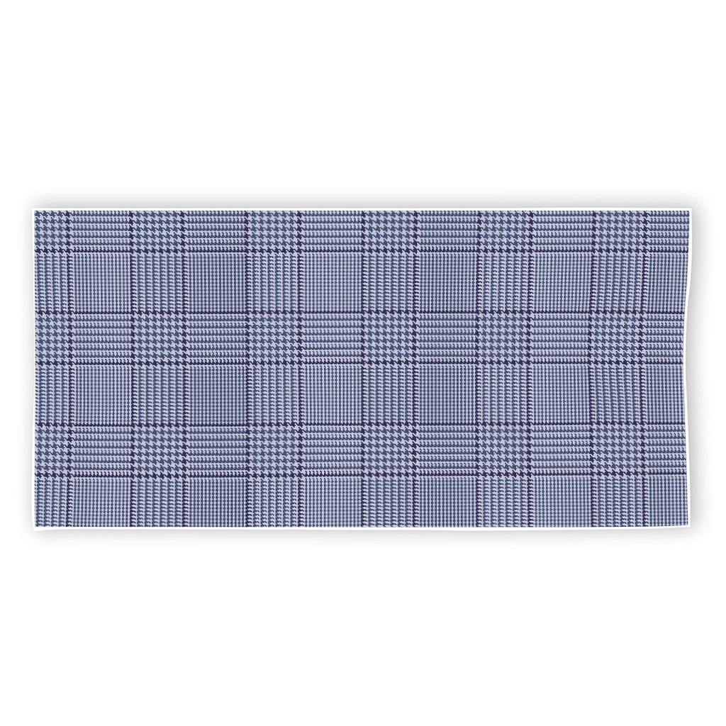 Blue Prince of Wales Check Print Beach Towel