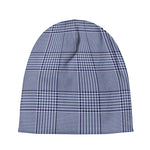 Blue Prince of Wales Check Print Beanie