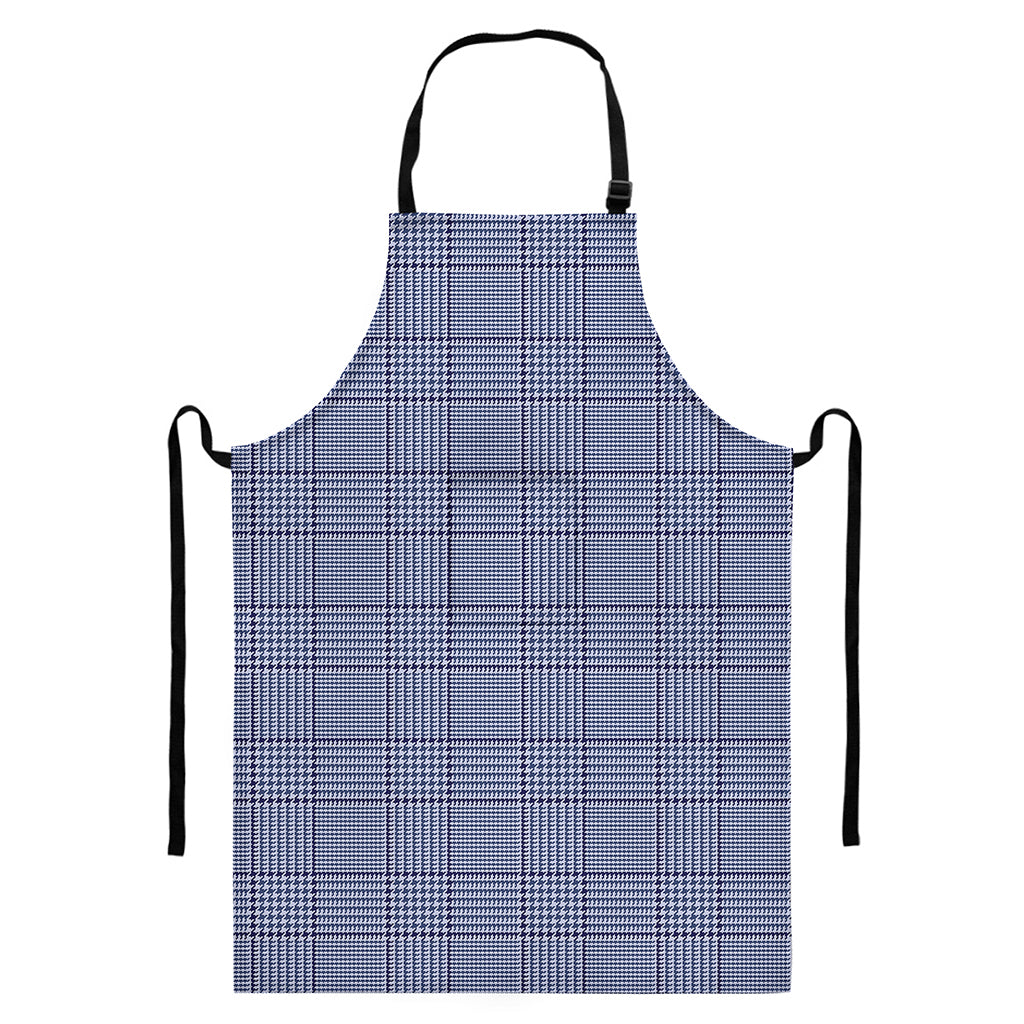 Blue Prince of Wales Check Print Bib Apron With Pocket