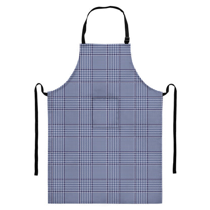 Blue Prince of Wales Check Print Bib Apron With Pocket