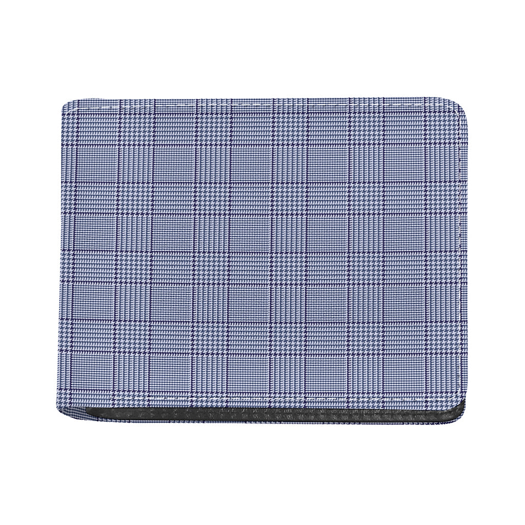 Blue Prince of Wales Check Print Bifold Wallet