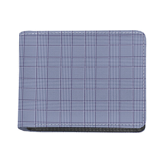 Blue Prince of Wales Check Print Bifold Wallet