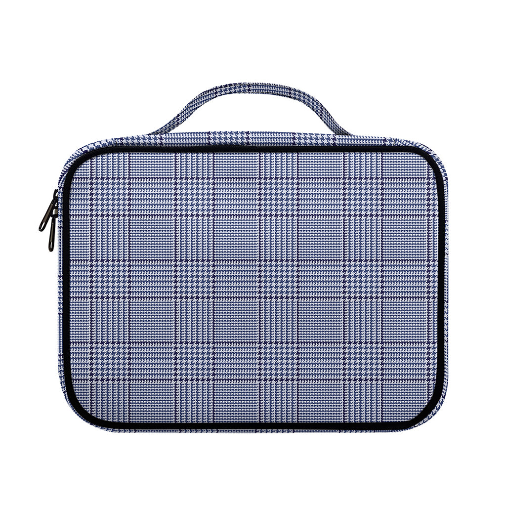 Blue Prince of Wales Check Print Briefcase Bible Bag