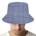 Blue Prince of Wales Check Print Bucket Hat