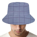 Blue Prince of Wales Check Print Bucket Hat