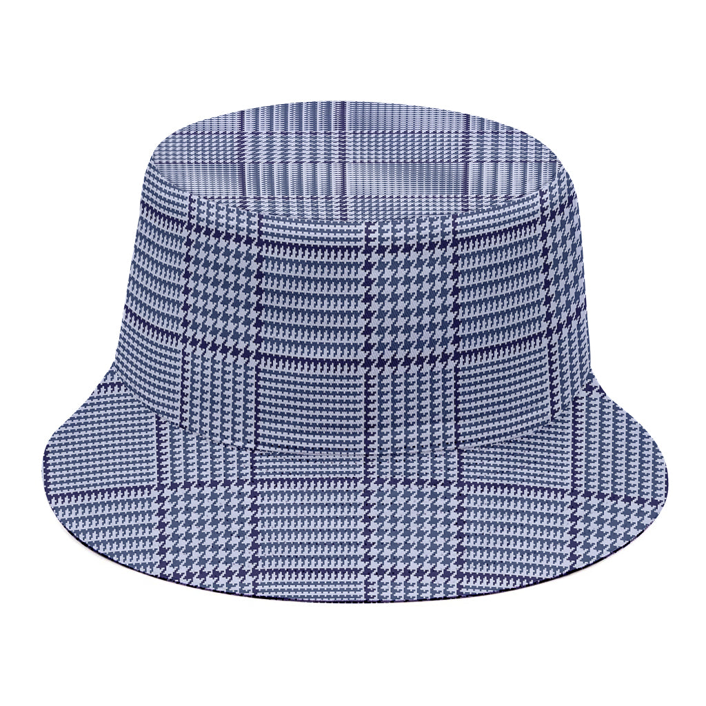 Blue Prince of Wales Check Print Bucket Hat