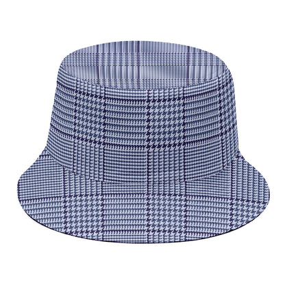 Blue Prince of Wales Check Print Bucket Hat
