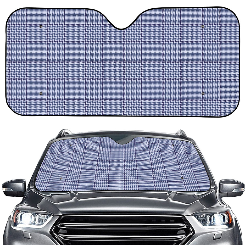 Blue Prince of Wales Check Print Car Windshield Sun Shade