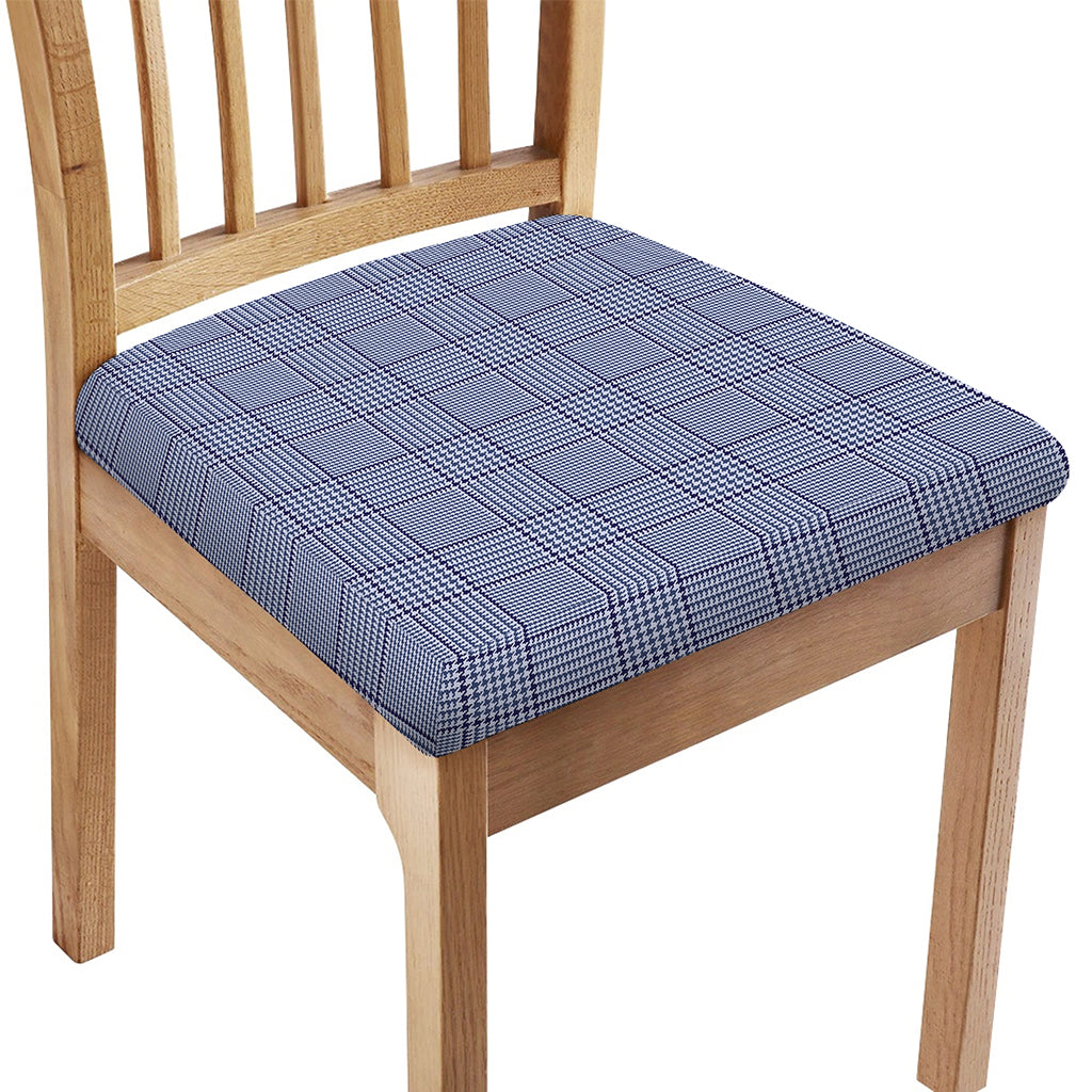 Blue Prince of Wales Check Print Chair Cushion Cover