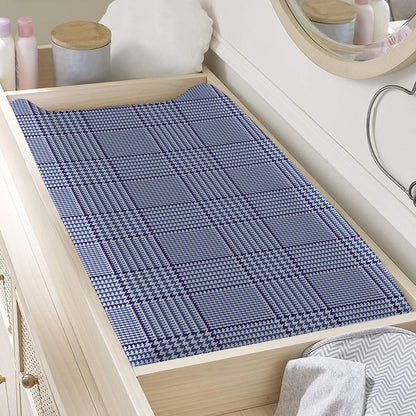 Blue Prince of Wales Check Print Changing Pad Cover