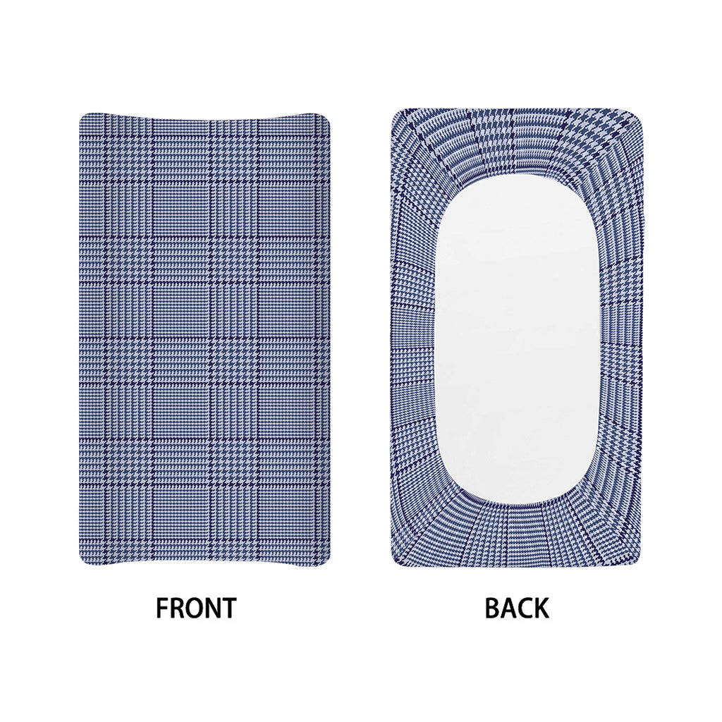Blue Prince of Wales Check Print Changing Pad Cover