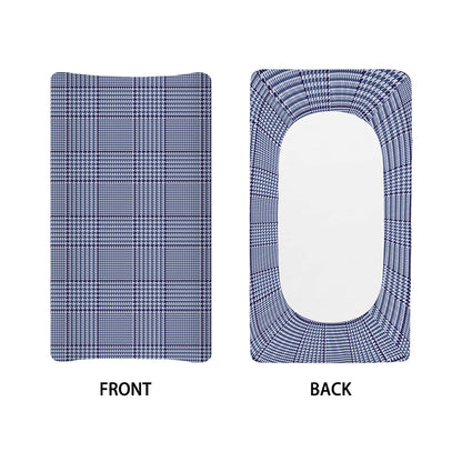 Blue Prince of Wales Check Print Changing Pad Cover