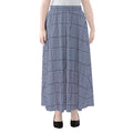 Blue Prince of Wales Check Print Chiffon Maxi Skirt