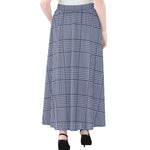 Blue Prince of Wales Check Print Chiffon Maxi Skirt