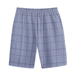 Blue Prince of Wales Check Print Cotton Shorts