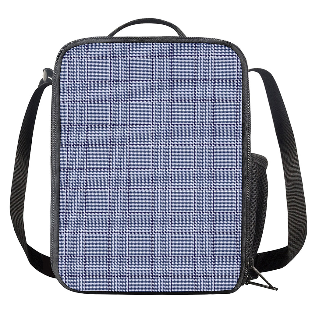 Blue Prince of Wales Check Print Crossbody Lunch Bag