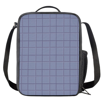 Blue Prince of Wales Check Print Crossbody Lunch Bag