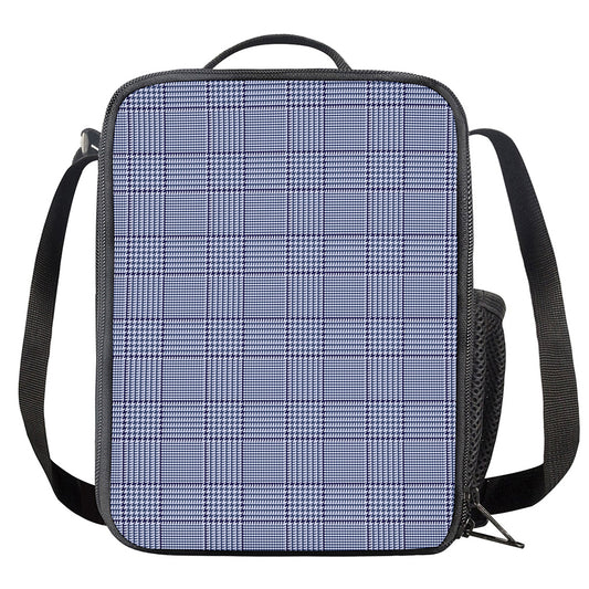 Blue Prince of Wales Check Print Crossbody Lunch Bag