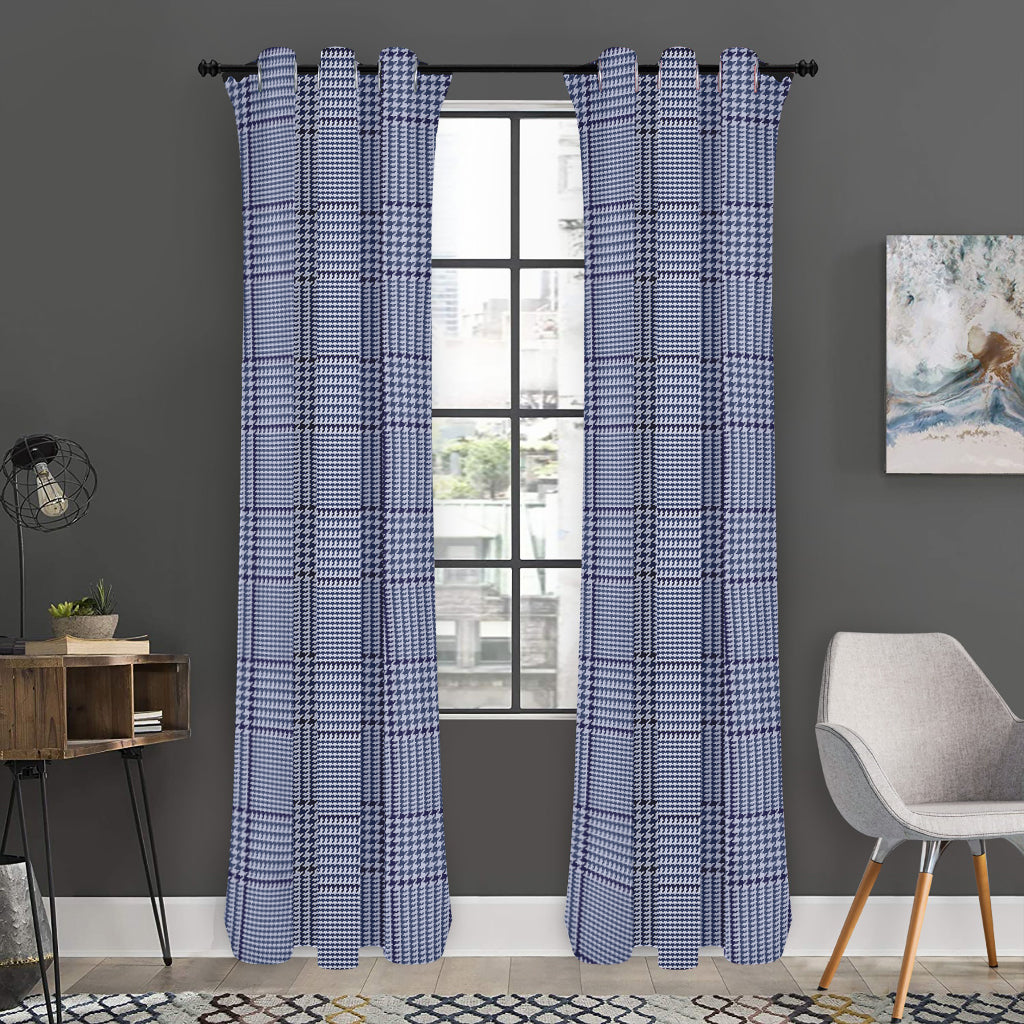 Blue Prince of Wales Check Print Curtain