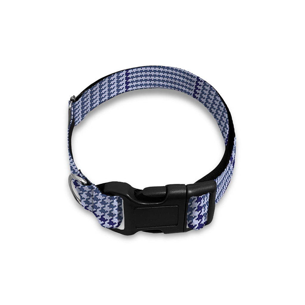 Blue Prince of Wales Check Print Dog Collar