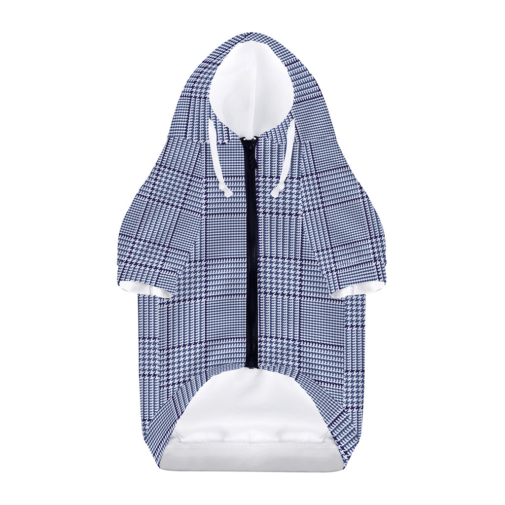 Blue Prince of Wales Check Print Dog Zip Up Hoodie