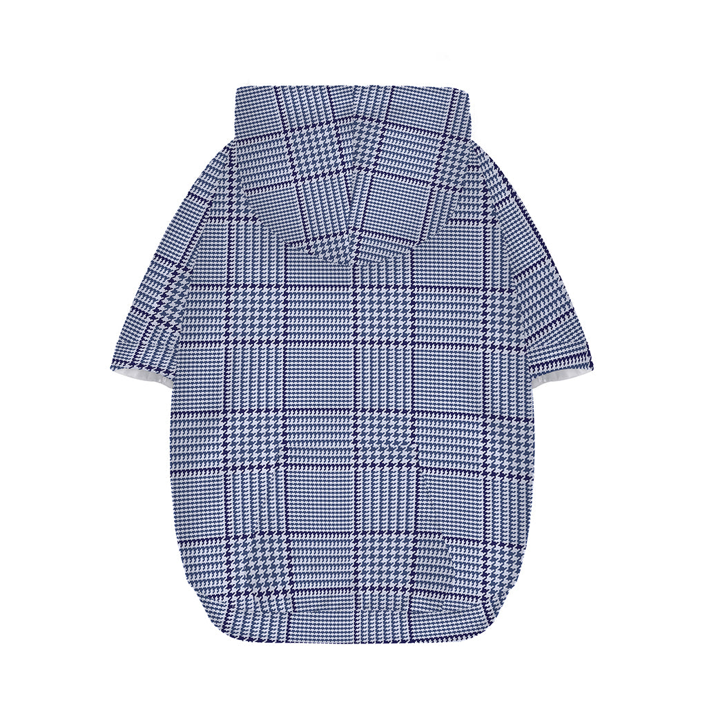 Blue Prince of Wales Check Print Dog Zip Up Hoodie