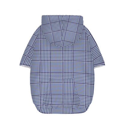 Blue Prince of Wales Check Print Dog Zip Up Hoodie
