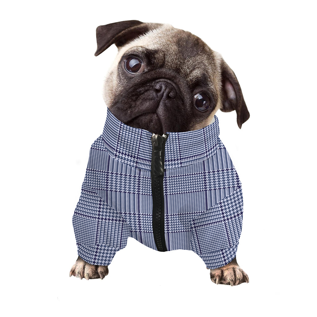 Blue Prince of Wales Check Print Dog Zip Up Jacket