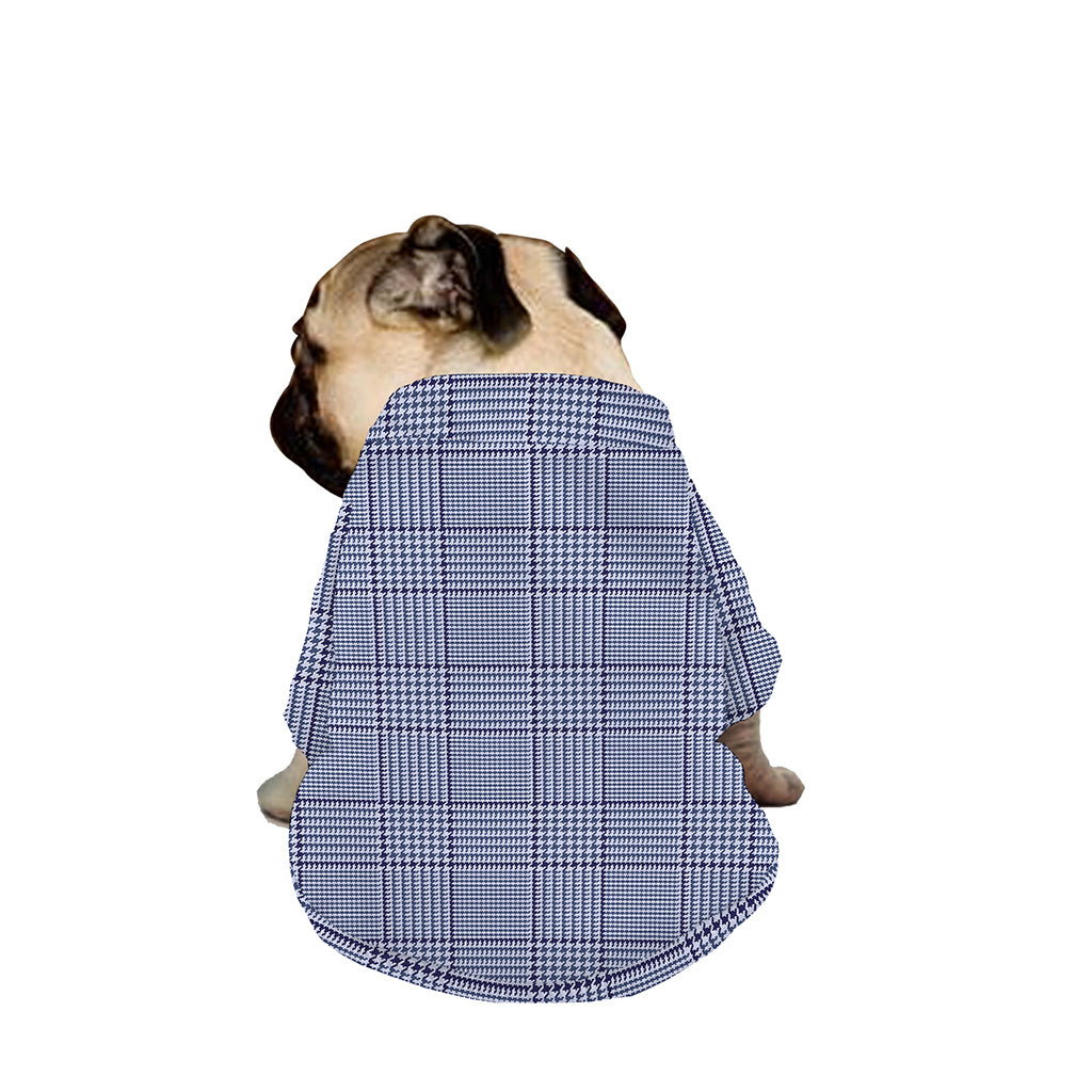 Blue Prince of Wales Check Print Dog Zip Up Jacket