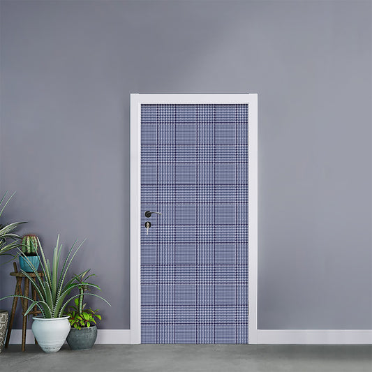 Blue Prince of Wales Check Print Door Sticker