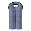 Blue Prince of Wales Check Print Double Neoprene Wine Tote