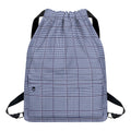 Blue Prince of Wales Check Print Drawstring Backpack
