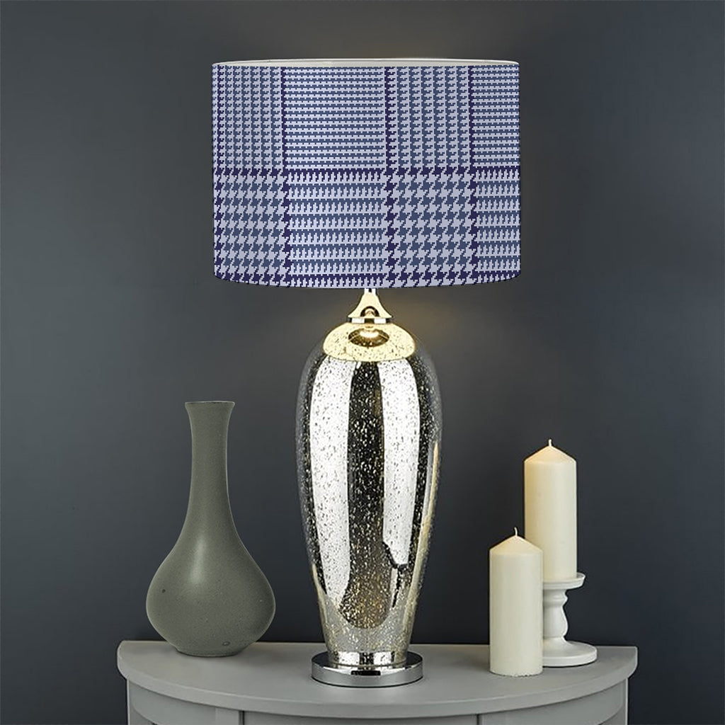 Blue Prince of Wales Check Print Drum Lamp Shade
