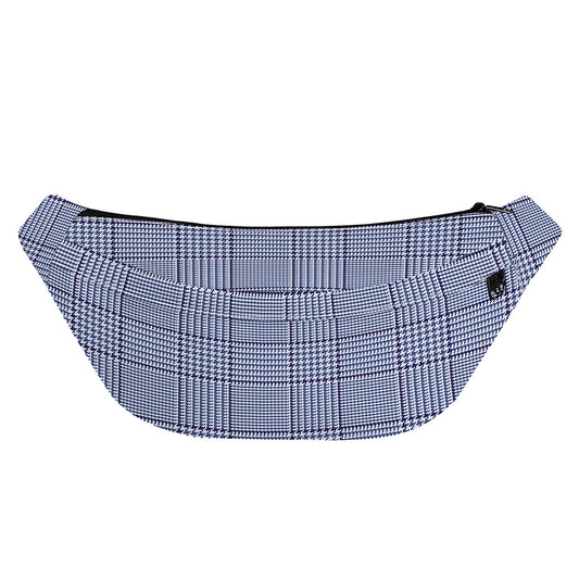 Blue Prince of Wales Check Print Fanny Pack