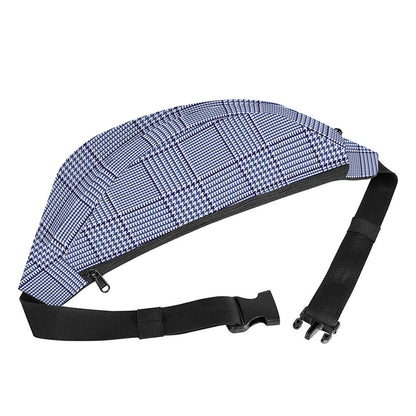 Blue Prince of Wales Check Print Fanny Pack