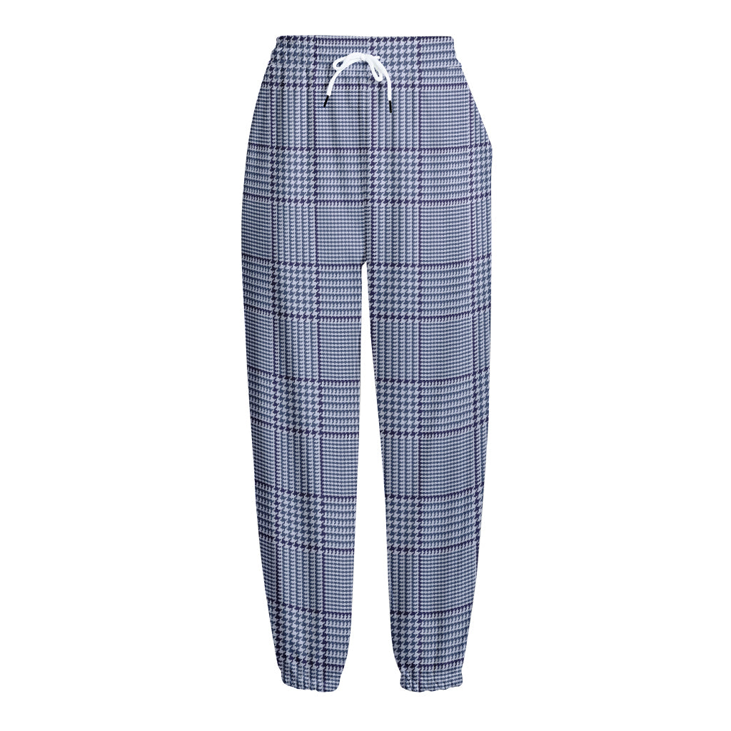 Blue Prince of Wales Check Print Fleece Lined Knit Pants
