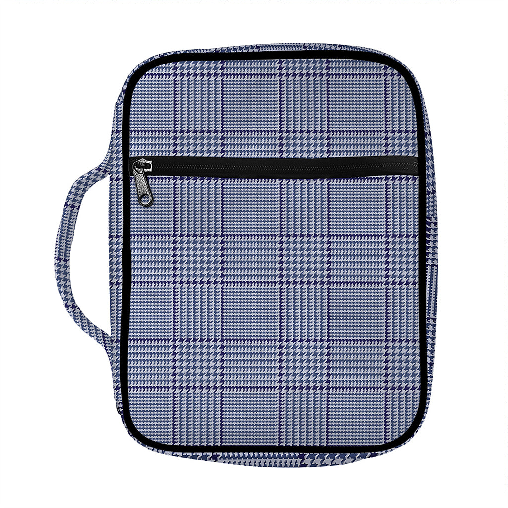 Blue Prince of Wales Check Print Front Pocket Bible Bag