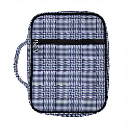 Blue Prince of Wales Check Print Front Pocket Bible Bag